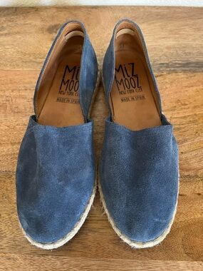 Miz Mooz Celestine Espadrille Flats Sz 40 Blue Suede Leather Shoes